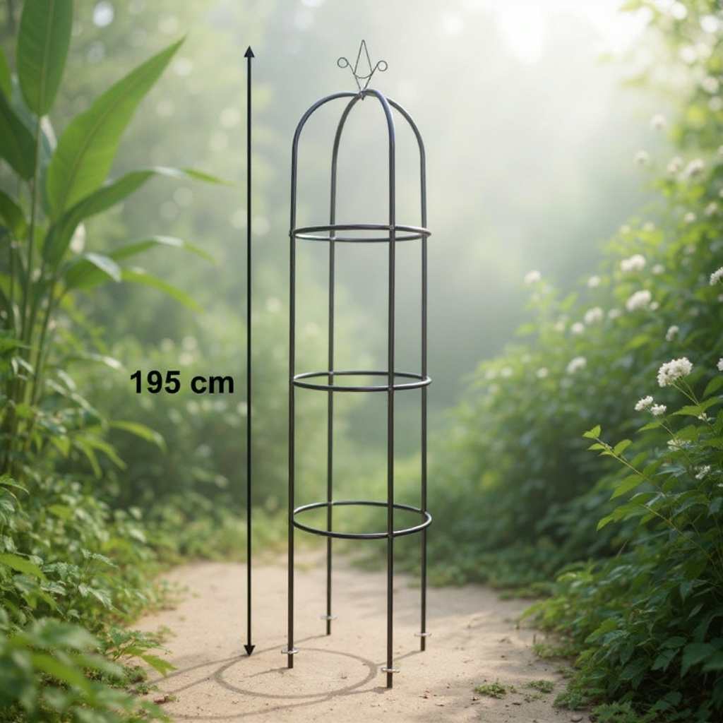 Suport flori metalic pentru exterior – Plante Cățărătoare și Trandafiri, 195 x 40 cm, Negru