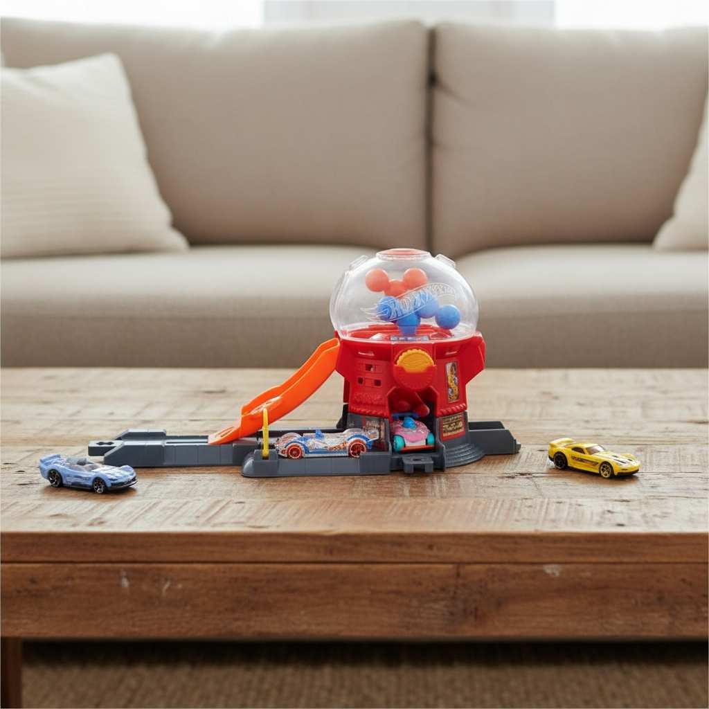 Hot Wheels Car Playset - Downtown Sweet Shop, Track and Interactive Accessories for Maximum Fun