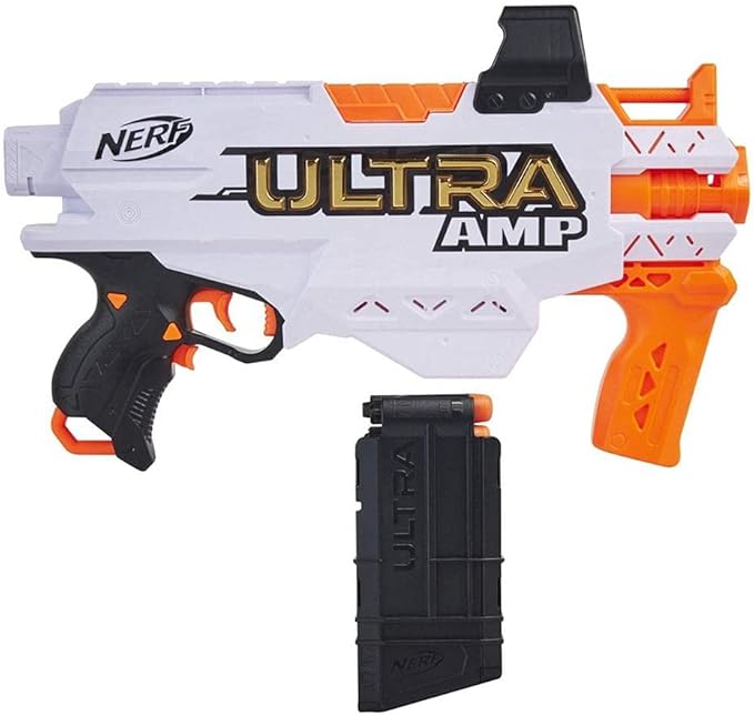 Blaster NERF Ultra AMP - Blaster Motorizat cu 6 Darturi NERF Ultra