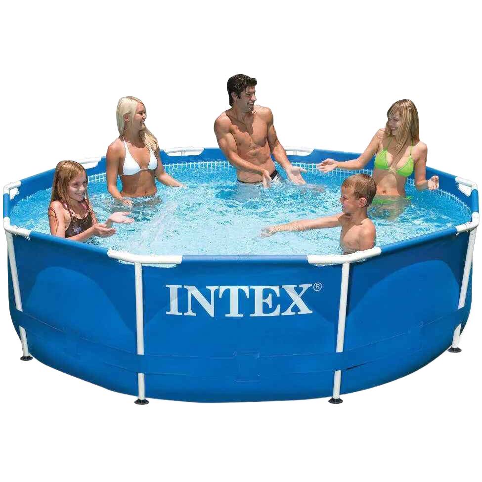 Piscina Rotunda Metal Frame Intex 305 cm, Adancime 76 cm, Capacitate 4485 Litri, Culoare Albastru, Cu Cadru din Otel - Fara Pompa