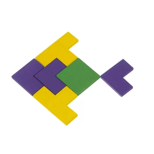 Joc Logic din Lemn pentru Copii – 40 Piese Colorate cu Suport