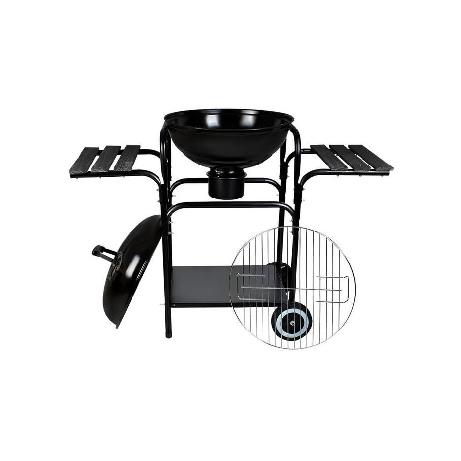 Grătar Grădină Rotund Kaminer – diametru 44cm, Capac, Roți, 3 Rafturi
