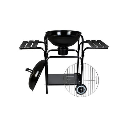 Grătar Grădină Rotund Kaminer – diametru 44cm, Capac, Roți, 3 Rafturi