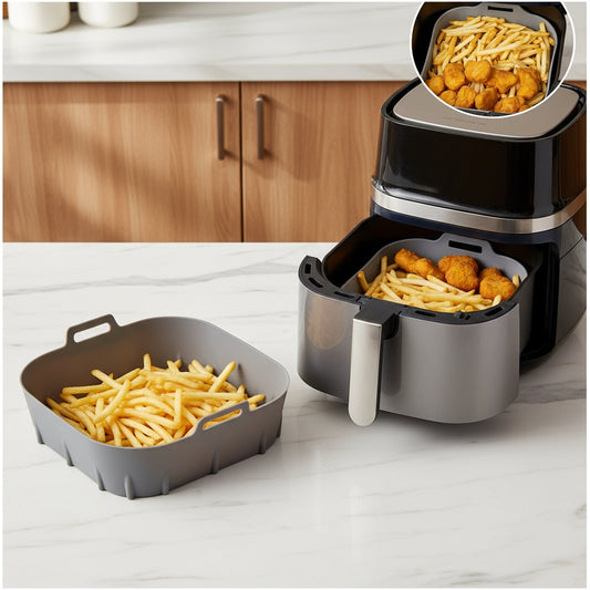 Tăviță Silicon pentru Air Fryer 20x20 cm – Reutilizabilă, Non-Stick, Alternativă la Hârtie de Copt