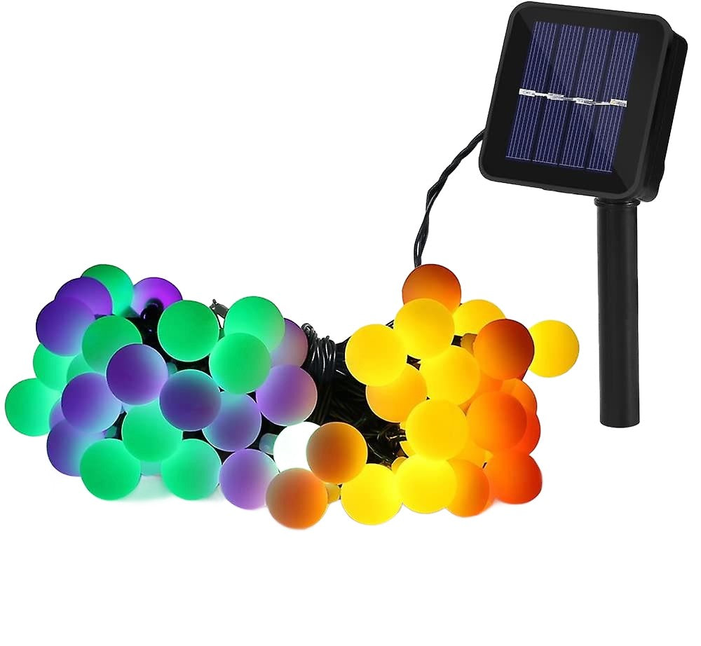 Ghirlandă Solară Exterior 7m | 50 Bile Multicolor | 8 Moduri | IP65