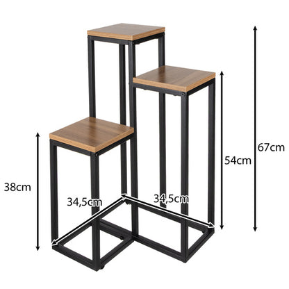 Suport metalic pentru flori cu 3 niveluri - pentru plante decorative în stil industrial, ideal pentru living, grădină, balcon sau hol