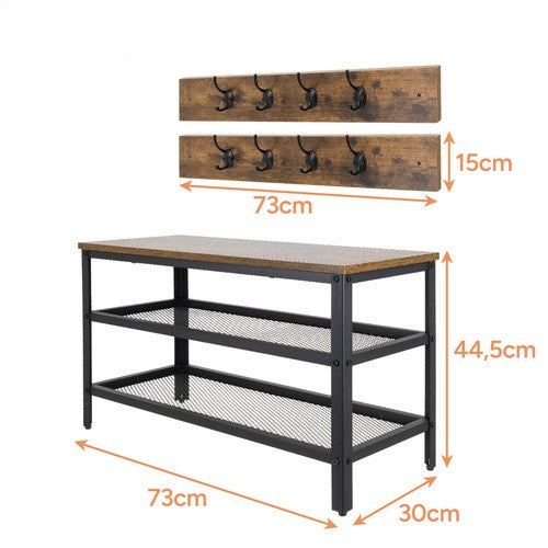 Pantofar cu Suport Haine – 9 Perechi, 16 Cârlige, 73 cm