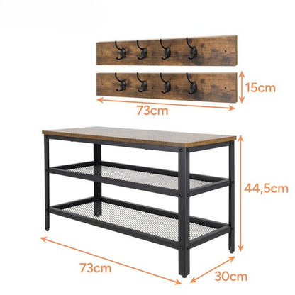 Pantofar cu Suport Haine – 9 Perechi, 16 Cârlige, 73 cm