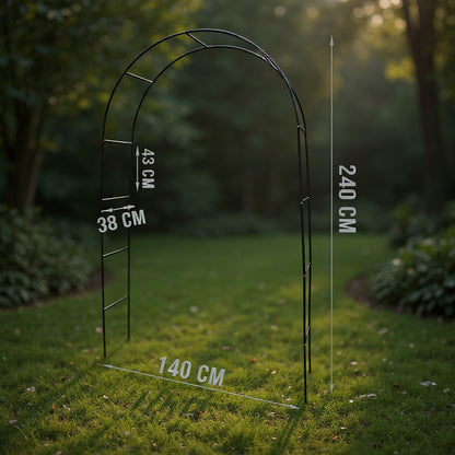 Arcadă Metalică pentru Plante Cățărătoare 240x140x38 cm – Negru