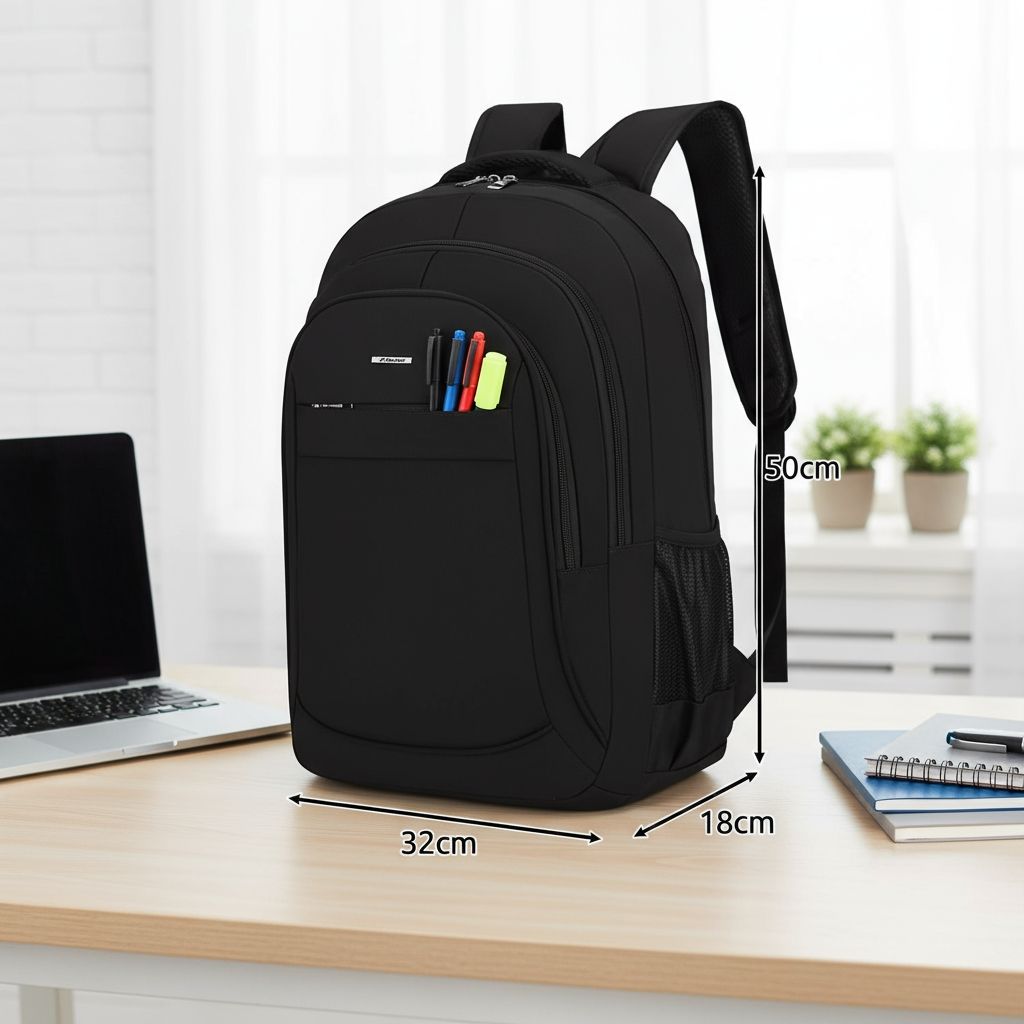 Rucsac de Călătorie Business 38L, ideal pentru Zboruri, Compatibil Laptop si Tableta, negru, dimensiuni 50 x 18 x 32 cm