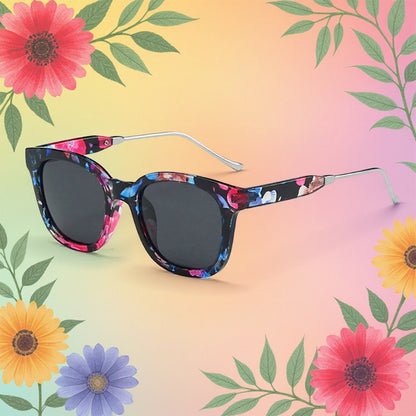 Techsuit Women's Polarized Sunglasses UV Protection - Grey Flowers