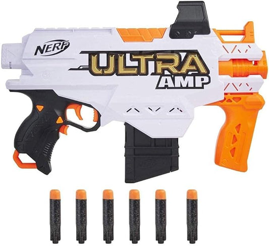 Blaster NERF Ultra AMP - Blaster Motorizat cu 6 Darturi NERF Ultra