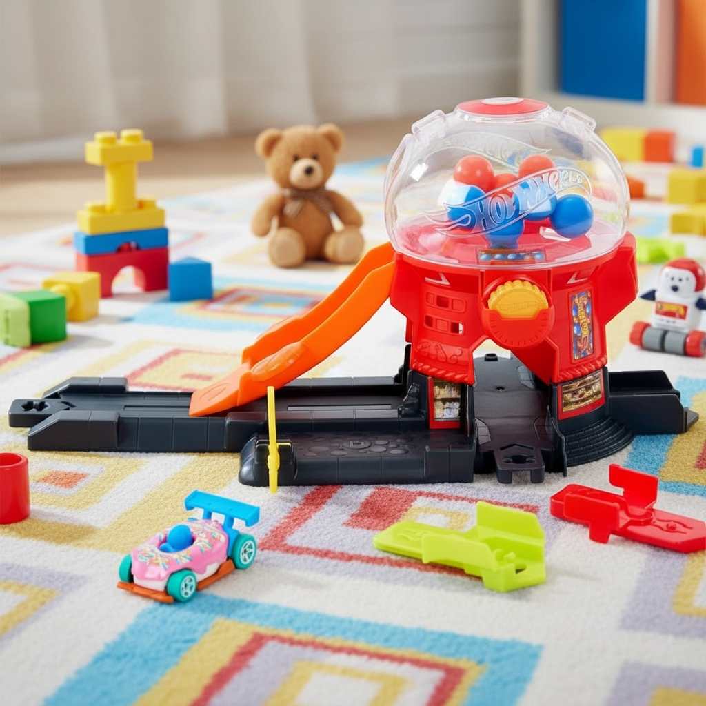 Hot Wheels Car Playset - Downtown Sweet Shop, Track and Interactive Accessories for Maximum Fun