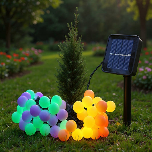 Ghirlandă Solară Exterior 7m | 50 Bile Multicolor | 8 Moduri | IP65