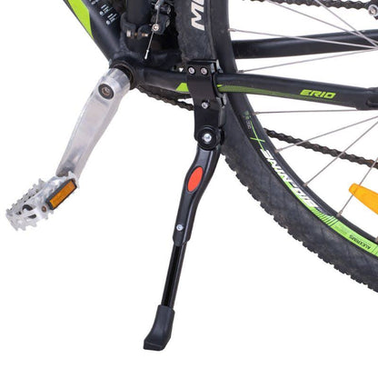 Cric reglabil pentru bicicletă, aluminiu negru cu reflector roșu, 33.6–38 cm, anti-alunecare