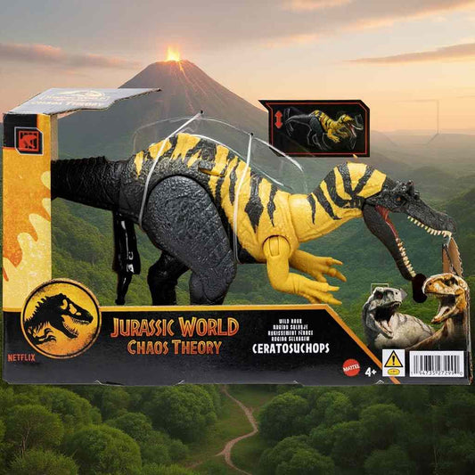 Jucarie Mattel Jurassic World - Figurina Dinozaur cu Sunet și Acțiune de Atac, Ceratosuchops Preistoric Interactiv, 32 cm