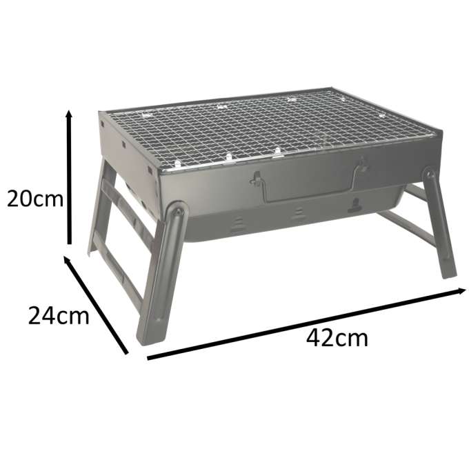 Grătar Portabil Pliabil – Oțel Cromat, 27,5×35,5cm, Camping & Grădină