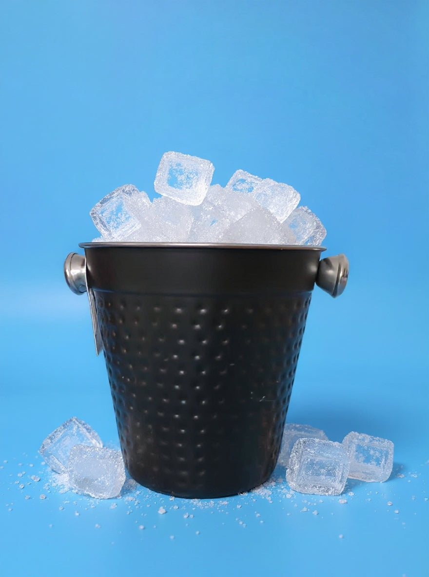 14 cm stainless steel ice bucket, black exterior – professional ice cube container