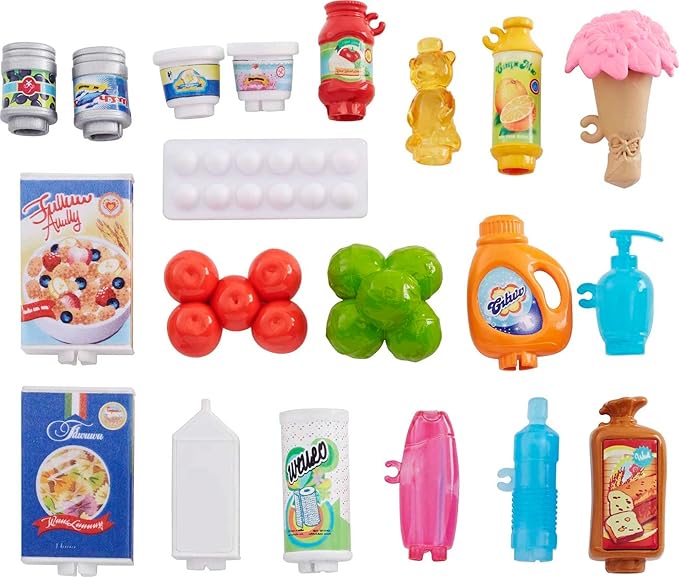 Set Joacă Barbie Supermarket – Păpușă + Coș + 20 Accesorii, 3+ Ani