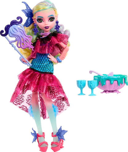 Papusa Lagoona Blue - Monster High,  Părul strălucitor, 29 cm, cu accesorii de bal