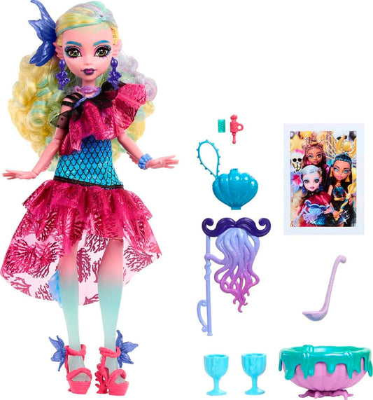 Papusa Lagoona Blue - Monster High,  Părul strălucitor, 29 cm, cu accesorii de bal