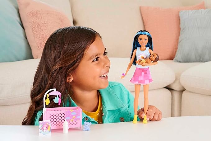 Set de Joacă Barbie Skipper – Îngrijitoare cu Bebeș, Mobilier și Accesorii Interactive