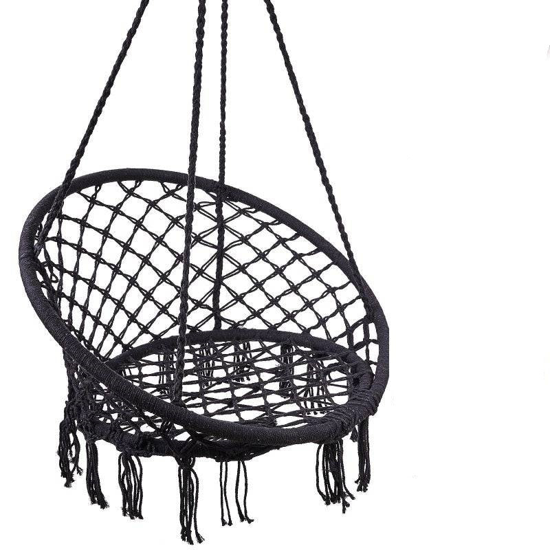 Leagăn Suspendat din Frânghie de Bumbac 80 cm – Negru