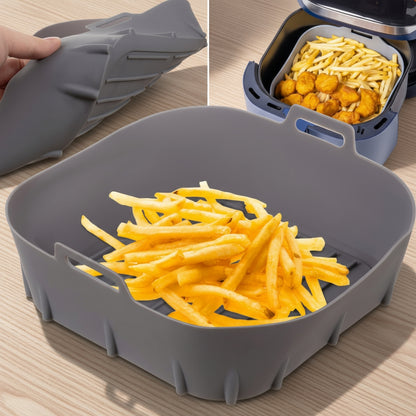 Tăviță Silicon pentru Air Fryer 20x20 cm – Reutilizabilă, Non-Stick, Alternativă la Hârtie de Copt