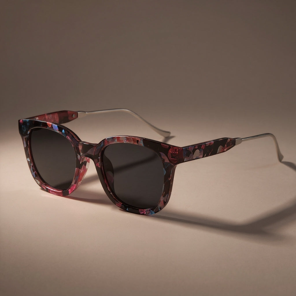 Techsuit Women's Polarized Sunglasses UV Protection - Grey Flowers