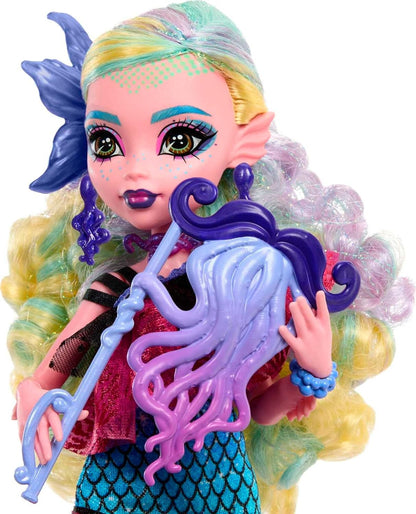 Papusa Lagoona Blue - Monster High,  Părul strălucitor, 29 cm, cu accesorii de bal