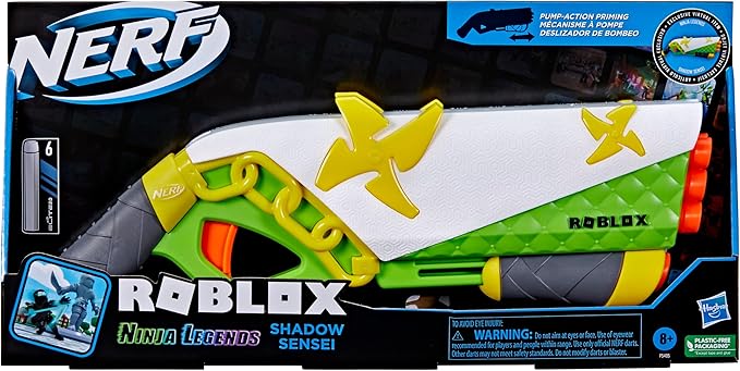 Blaster Nerf Roblox - Ninja Legends, Shadow Sensei cu 6 Proiectile Elite pentru Aventuri Interactive