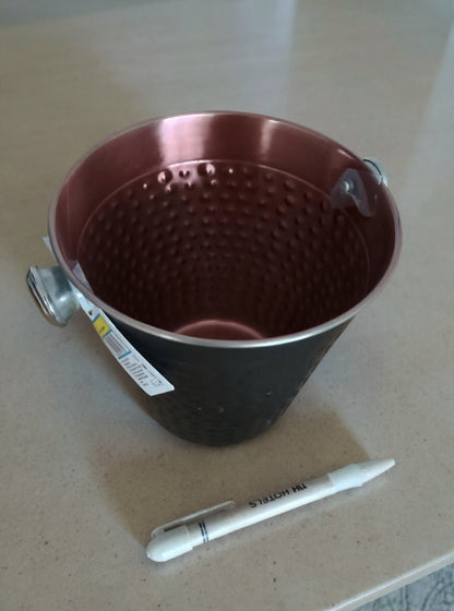 14 cm stainless steel ice bucket, black exterior – professional ice cube container