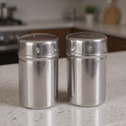 Set of 2 Stainless Steel Spice Jars 7 cm with Airtight Lids – Kitchen Spice Organizer