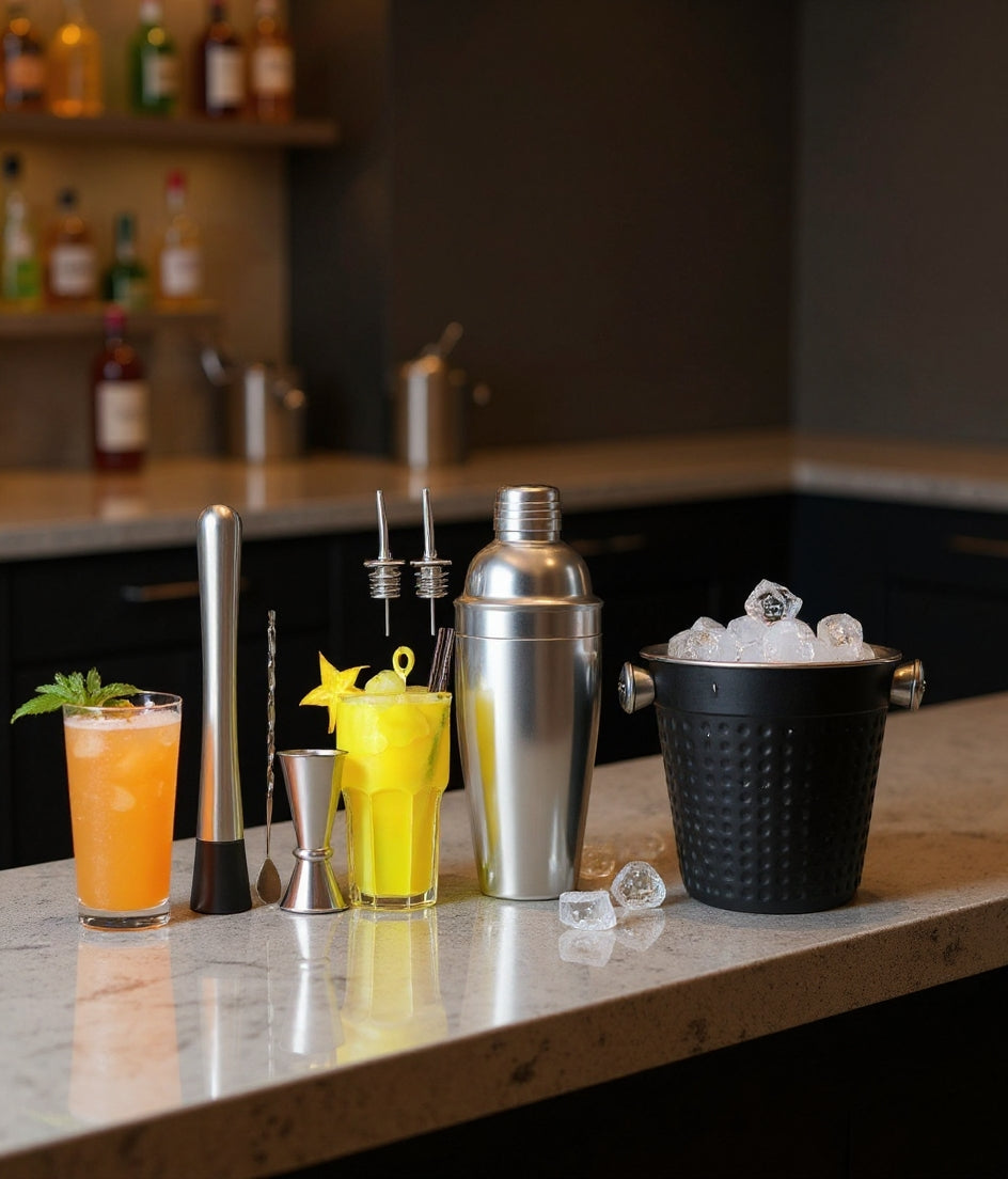 Set Bartender Profesionist – Pisă Cocktail + Galetuşă Gheață Negru Mat
