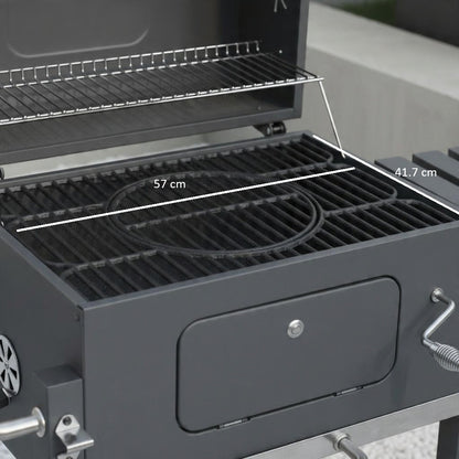 Grătar Memphis cu Grill Fontă 57x41,7 cm – Cenuşar, Suprafață Laterală și 2 Roți