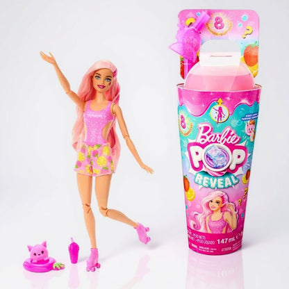 Păpușă Barbie Color Pop Reveal – 8 Surprize Senzoriale, Pahar cu Pai, 30 cm