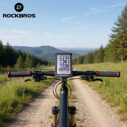 Suport Telefon Bicicletă RockBros 6 Inch – Protecție Avansată, Negru