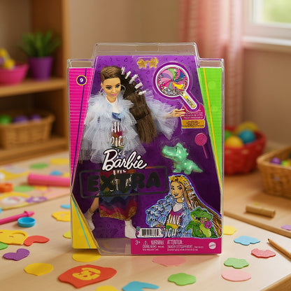 Păpușă Barbie Extra Style – Palton Chic, Modă Îindrăzneață, Animal de Companie