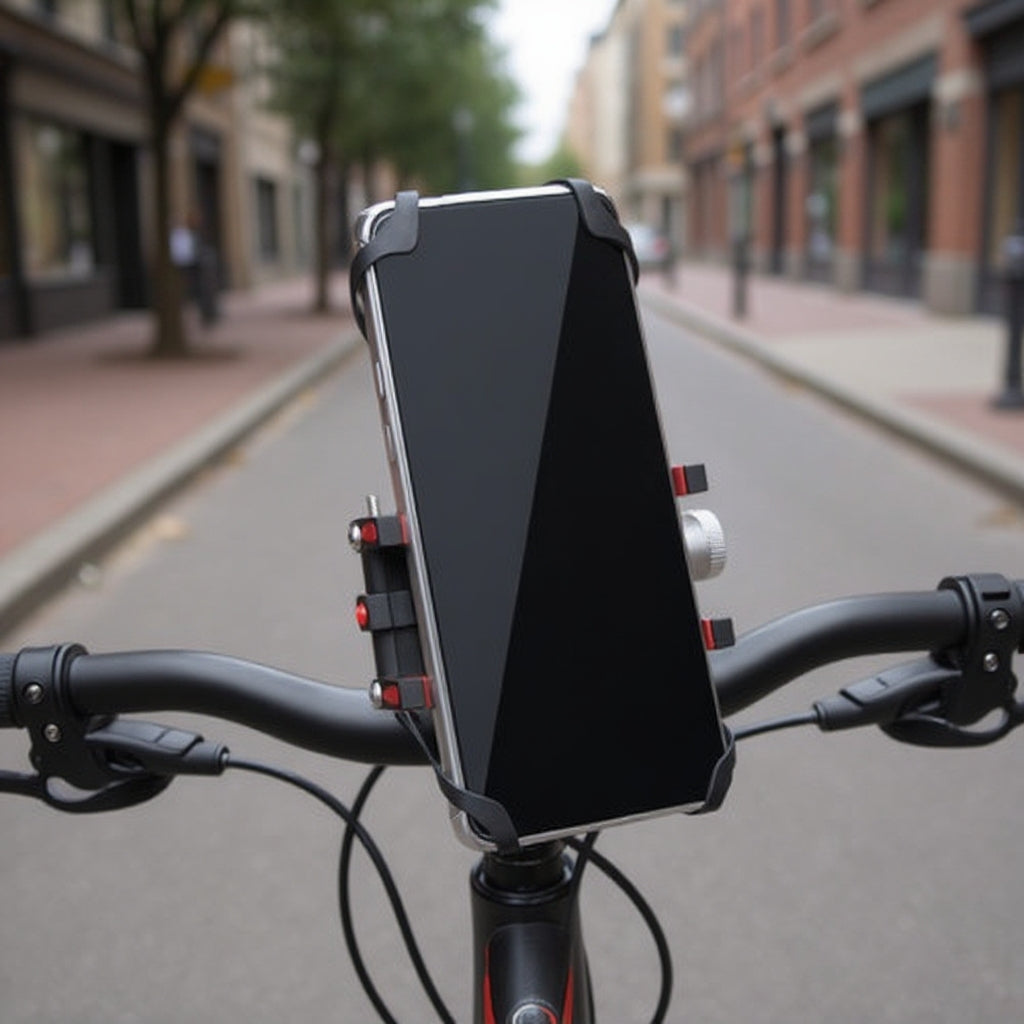 Suport Telefon Bicicletă Universal – Aluminiu, Reglabil 54–100mm, Negru