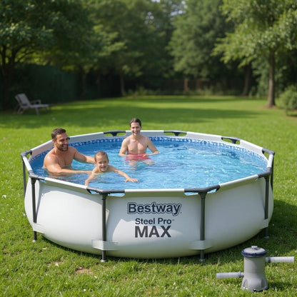 Bestway Pro Max Round Metal Frame Pool – 305 cm, 76 cm Deep, with Pump