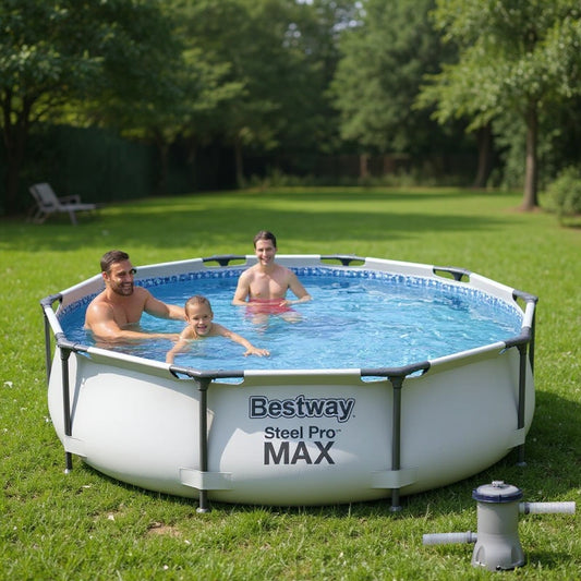 Piscină Cadru Metalic Bestway Pro Max – Rotundă 305 cm, Adâncime 76 cm, cu Pompă