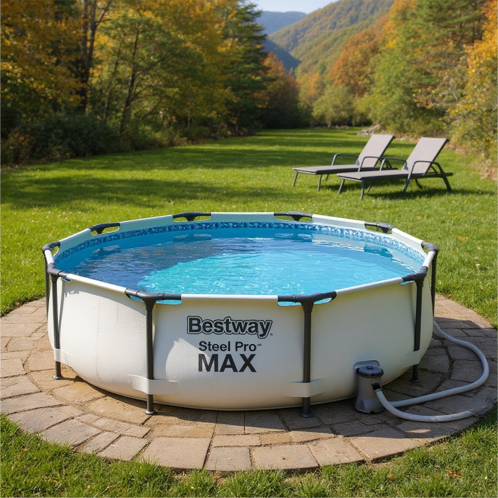 Bestway Pro Max Round Metal Frame Pool – 305 cm, 76 cm Deep, with Pump