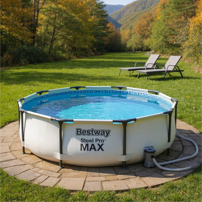 Bestway Pro Max Round Metal Frame Pool – 305 cm, 76 cm Deep, with Pump