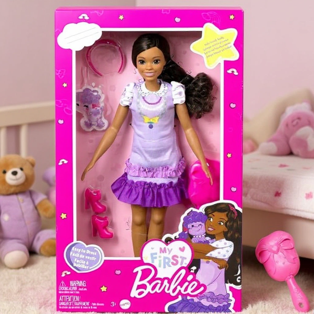 My First Barbie – Girl with Black Hair and Poodle, 34 cm