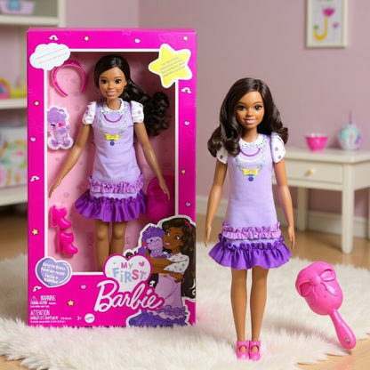 My First Barbie – Girl with Black Hair and Poodle, 34 cm