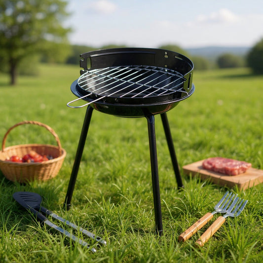Grătar Grădină Rotund Landmann – 32cm, Oțel Cromat, Camping & Grădină
