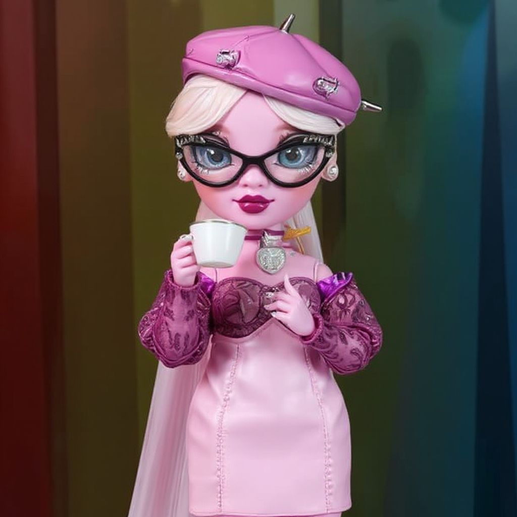 Papusa de moda RAINBOW HIGH - Lavender Lynn, 28 cm, pentru 4 ani+, cu accesorii creative