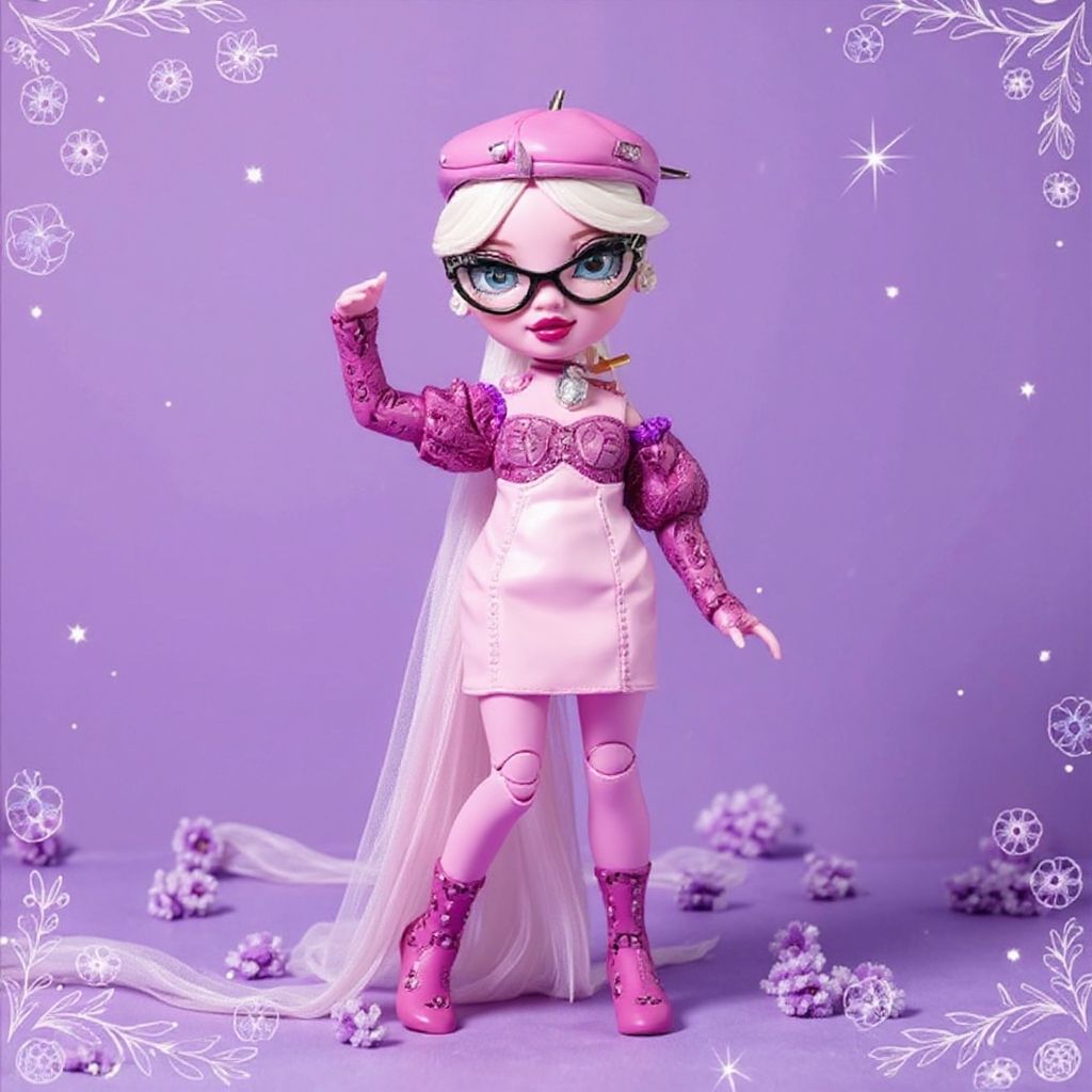 Papusa de moda RAINBOW HIGH - Lavender Lynn, 28 cm, pentru 4 ani+, cu accesorii creative