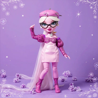 Papusa de moda RAINBOW HIGH - Lavender Lynn, 28 cm, pentru 4 ani+, cu accesorii creative