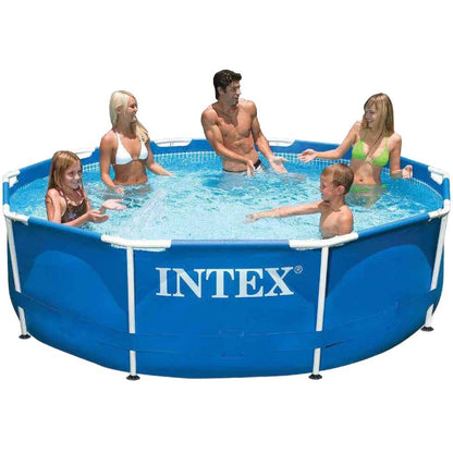 Piscina Rotunda Metal Frame Intex 305 cm, Adancime 76 cm, Capacitate 4485 Litri, Culoare Albastru, Cu Cadru din Otel - Fara Pompa